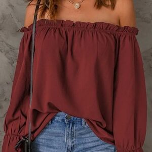 Off-Shoulder Burgundy Top